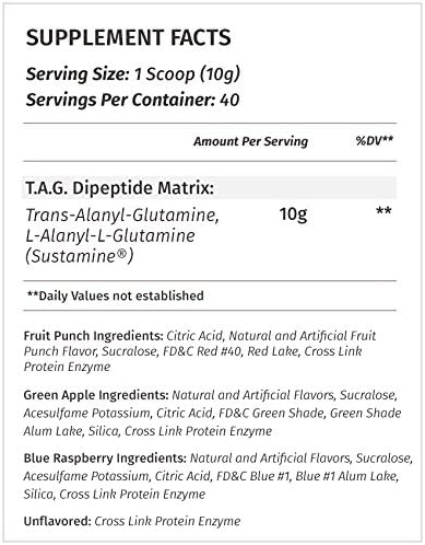 پودر ال-گلوتامین Metabolic Nutrition، 400 گرم، 40 وعده، طعم فروت پانچ