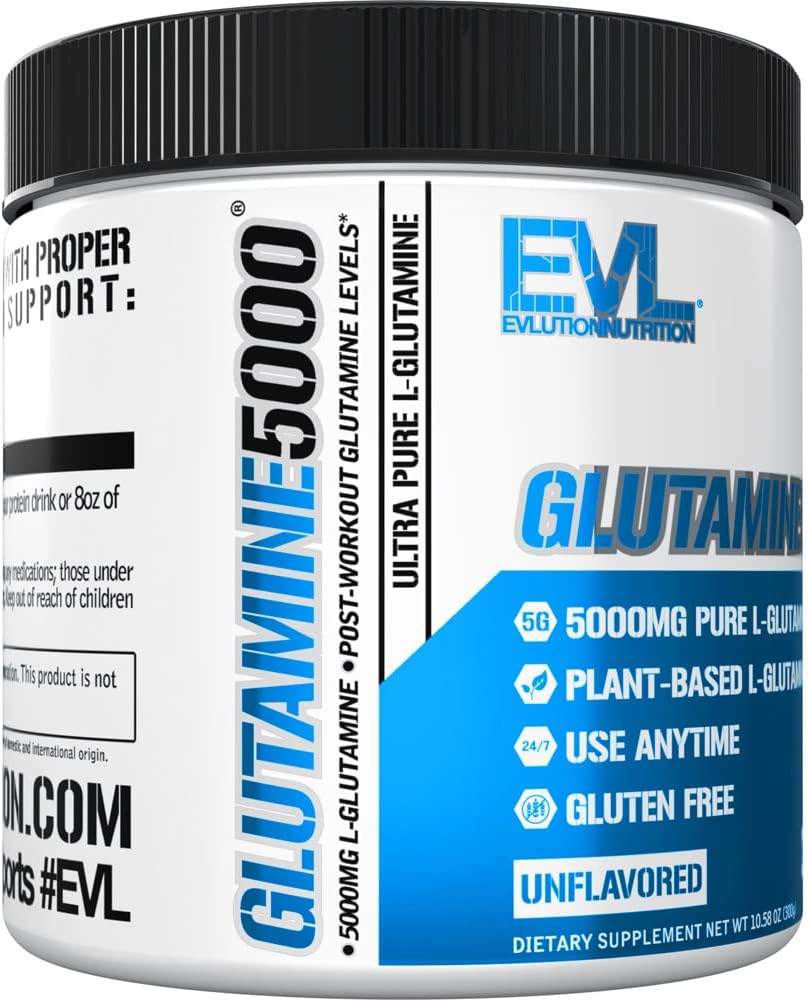 پودر ال-گلوتامین Evlution مدل Glutamine 5000، 300 گرم، بدون طعم