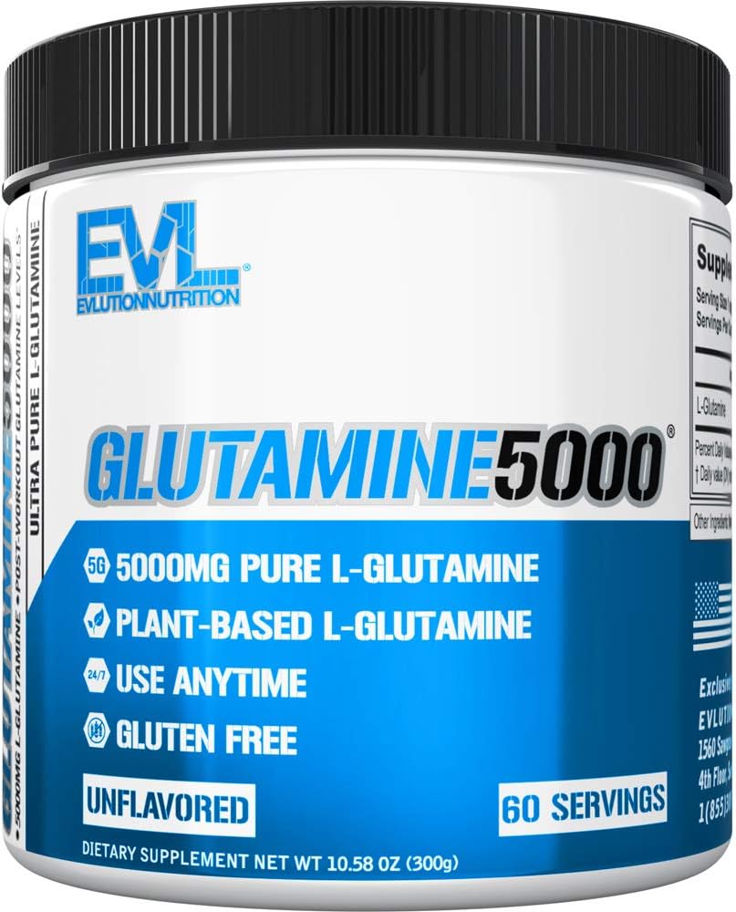 پودر ال-گلوتامین Evlution مدل Glutamine 5000، 300 گرم، بدون طعم