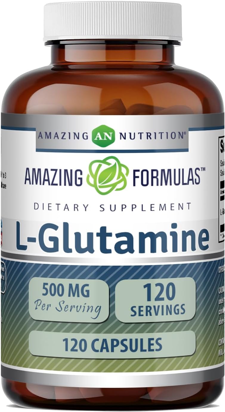 کپسول ال-گلوتامین amazing nutrition، 500 میلی‌گرم، 120 کپسول