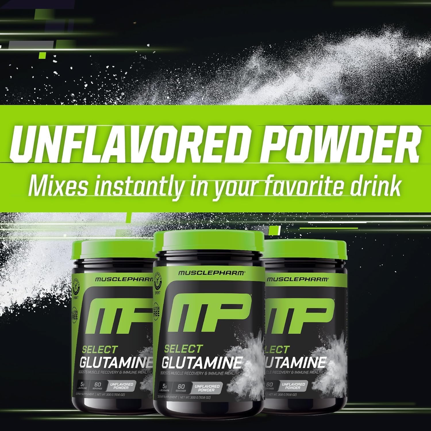 پودر ال-گلوتامین MusclePharm مدل Glutamine Essentials، 300 گرم، بدون طعم