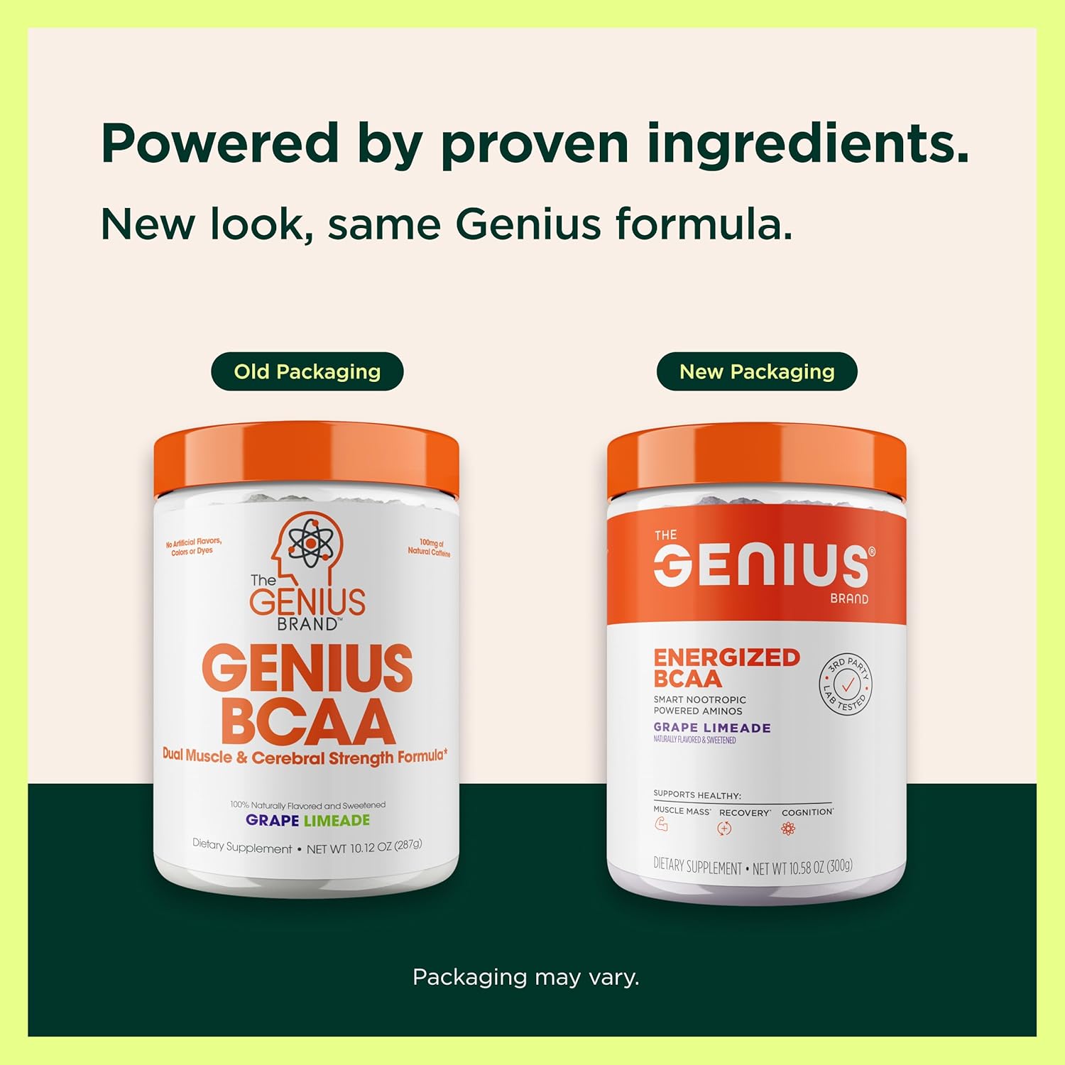پودر آمینو اسید و گلوتامین The Genius Brand مدل Genius BCAA، 5 گرم، طعم لیموناد انگور