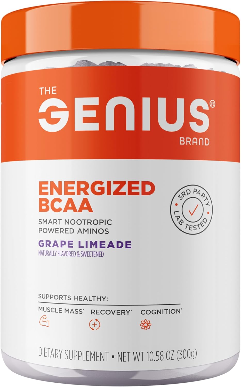 پودر آمینو اسید و گلوتامین The Genius Brand مدل Genius BCAA، 5 گرم، طعم لیموناد انگور