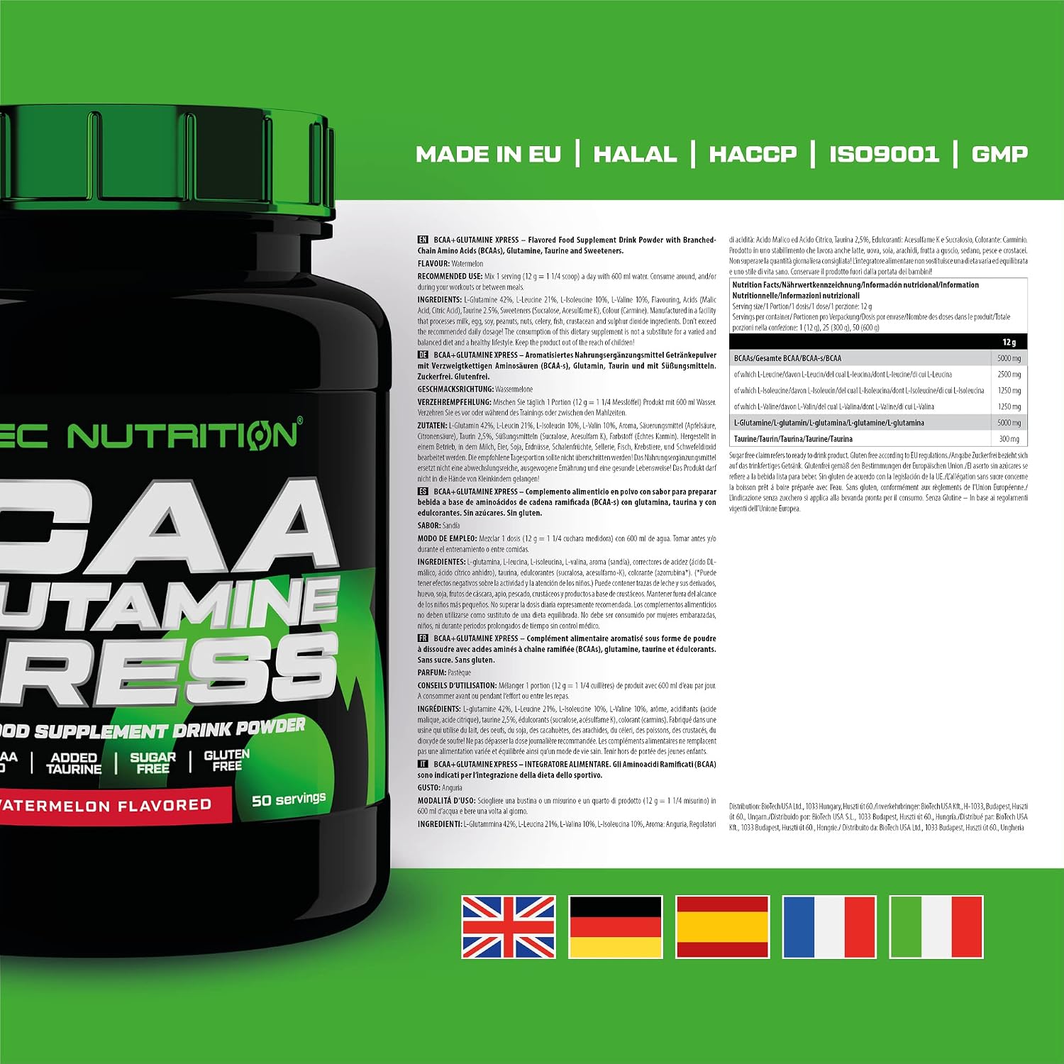 پودر آمینو اسید و گلوتامین Scitec Nutrition مدل BCAA + Glutamine Xpress