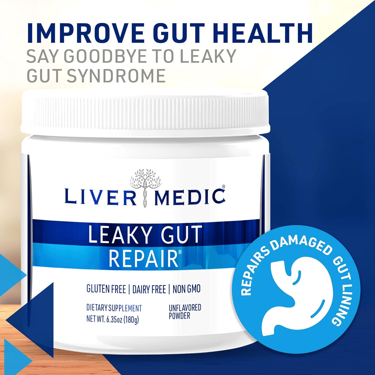 پودر مکمل سلامت گوارش Liver Medic، 180 گرم، بدون طعم
