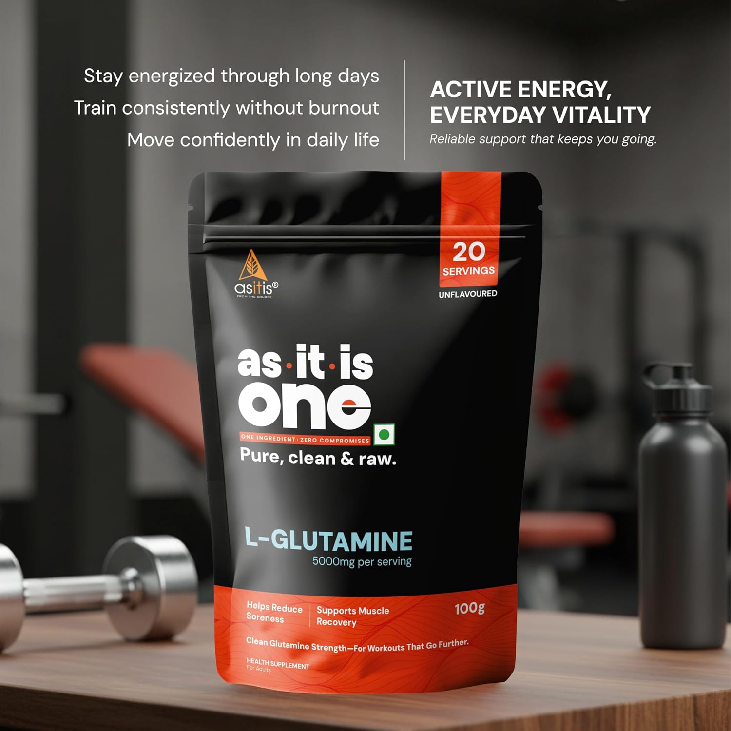 پودر ال-گلوتامین Asitis Nutrition، 100 گرم