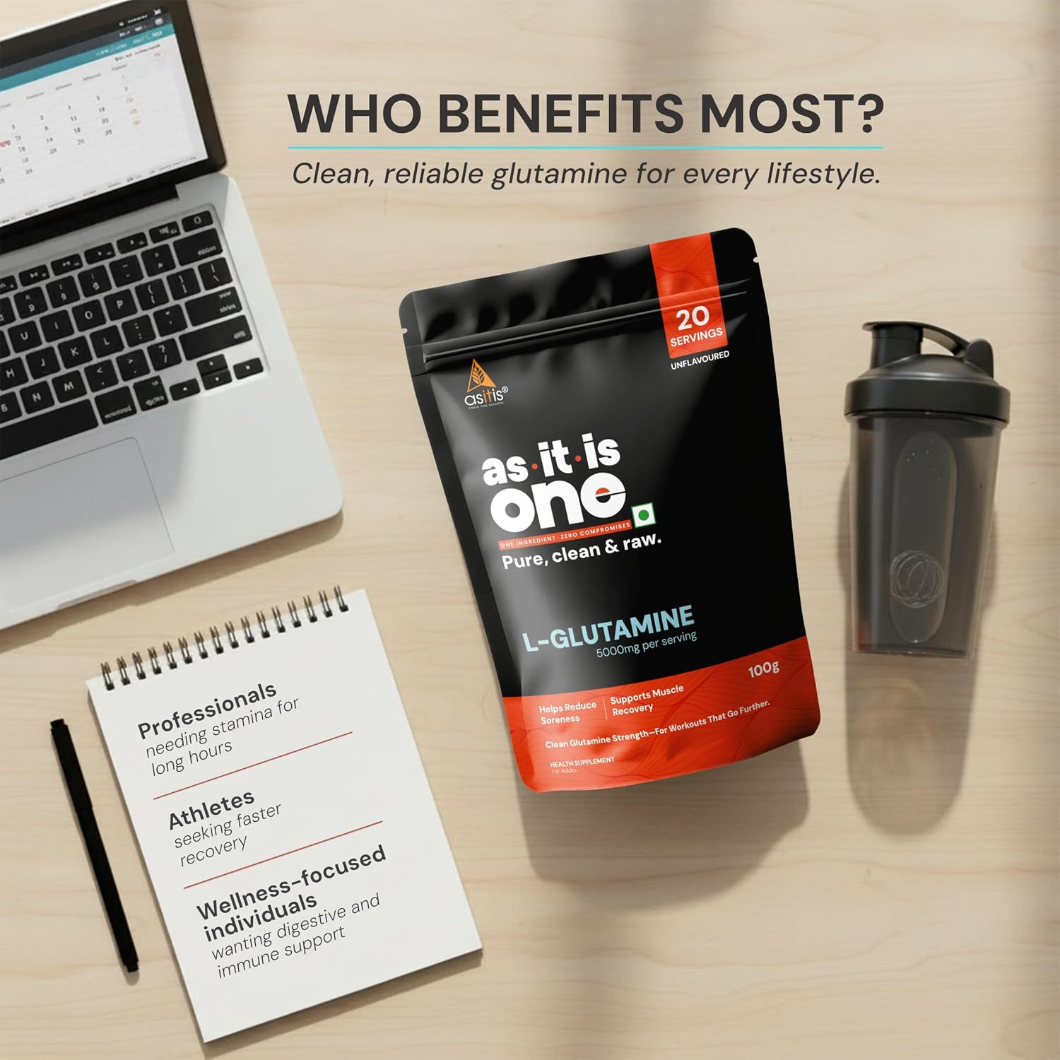 پودر ال-گلوتامین Asitis Nutrition، 100 گرم