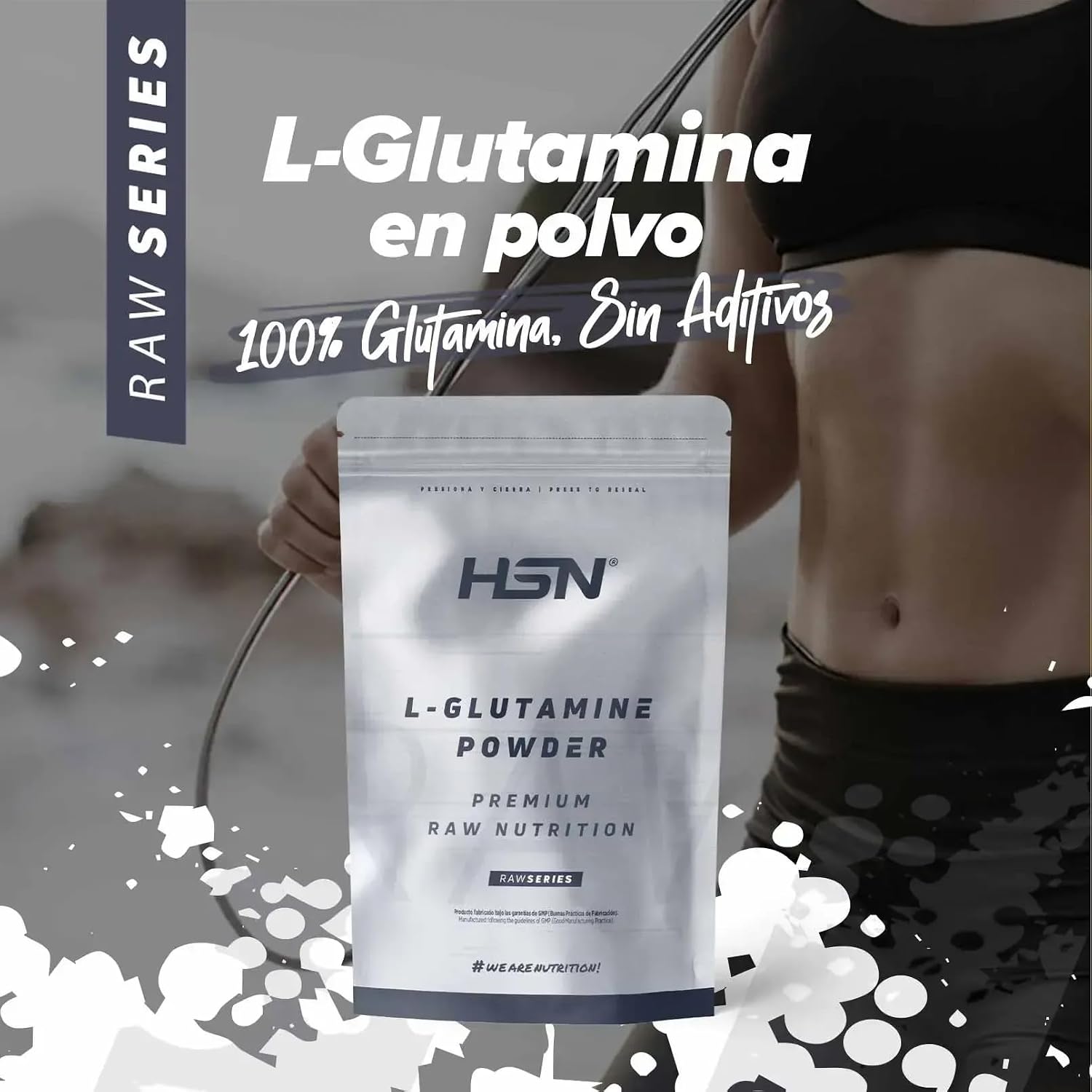 پودر ال-گلوتامین HSN، 500 گرم، 100 وعده، بدون طعم