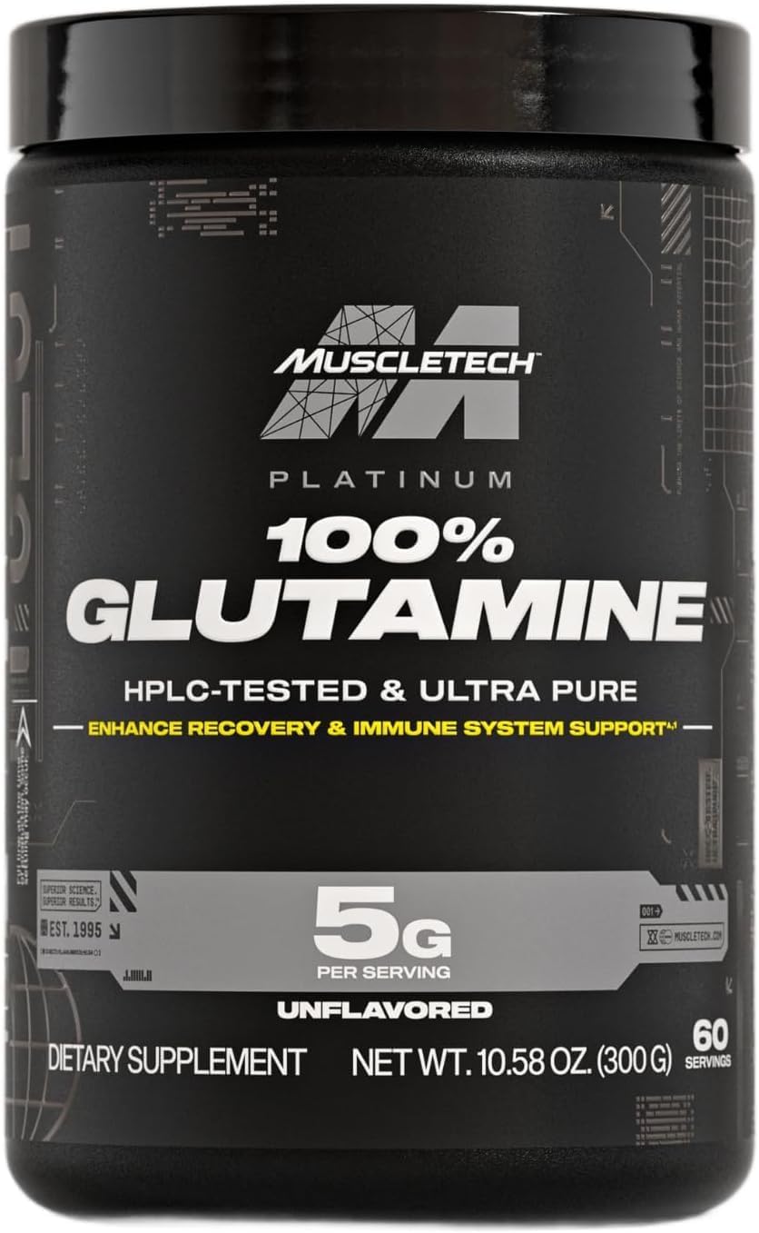 نوشیدنی ال-گلوتامین Muscletech مدل Platinum 100% Glutamine، 300 گرم، بدون طعم