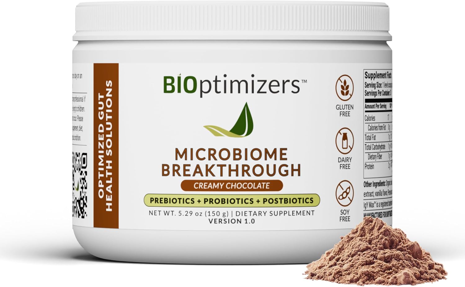 پودر مکمل سلامت گوارش BIOptimizers، 150 گرم، 30 وعده، طعم شکلات