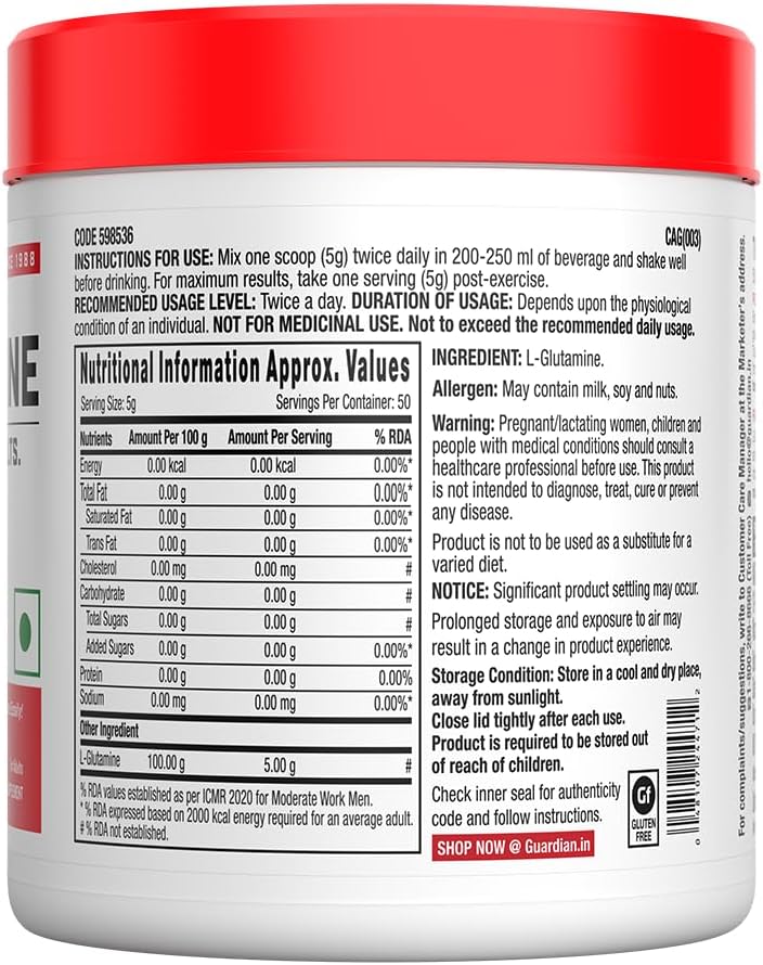 پودر ال-گلوتامین GNC مدل Glutamine 5000، 5000 میلی‌گرم