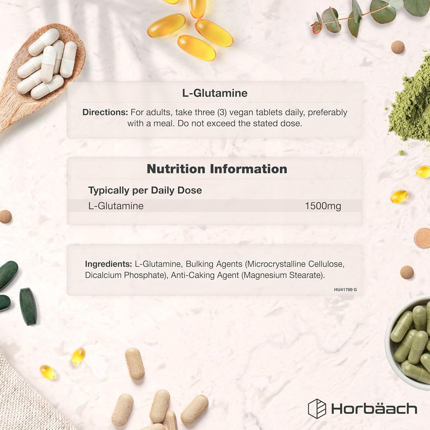 قرص ال-گلوتامین Horbäach، 1000 میلی‌گرم
