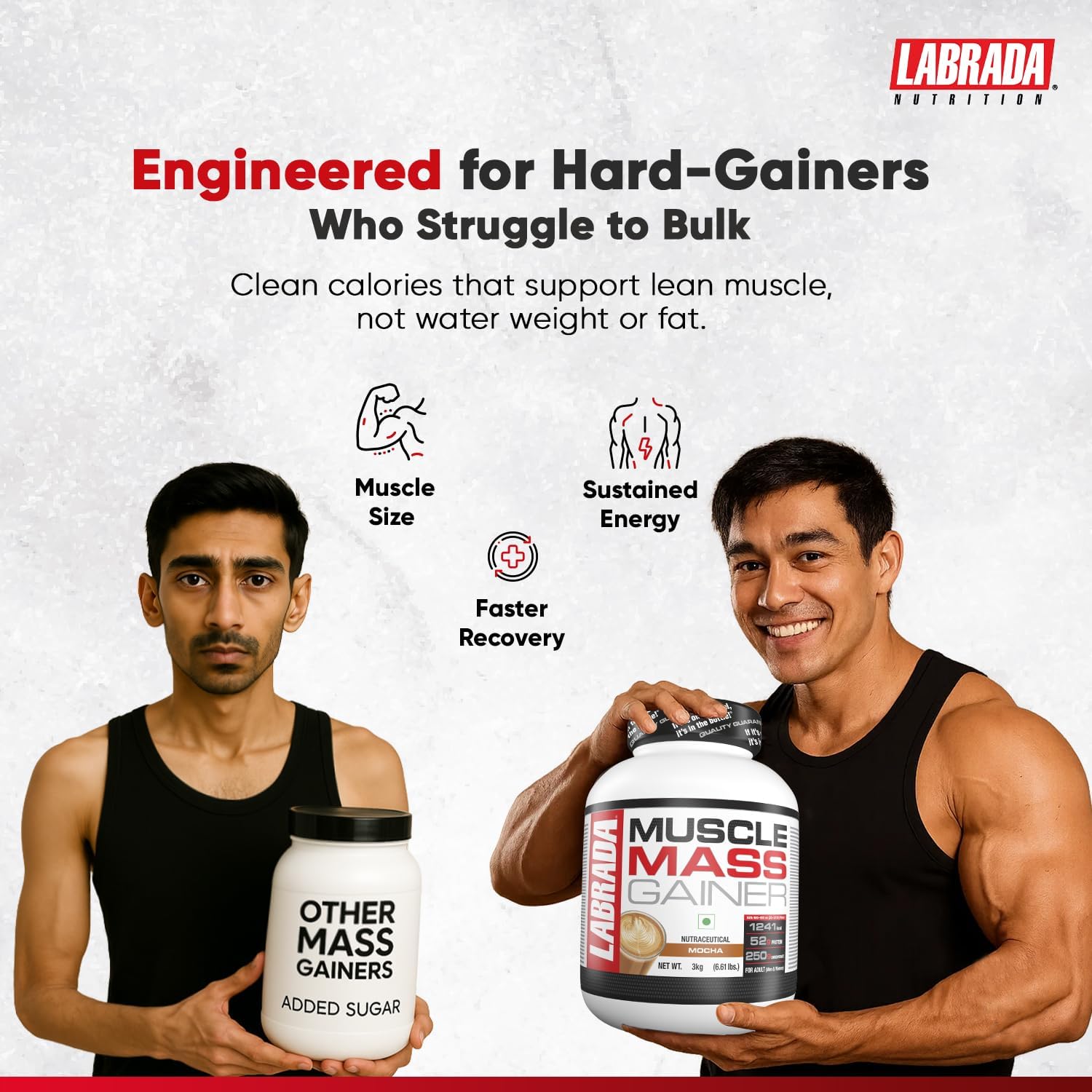 پودر گینر افزایش وزن Labrada، 3 کیلوگرم، طعم موکا