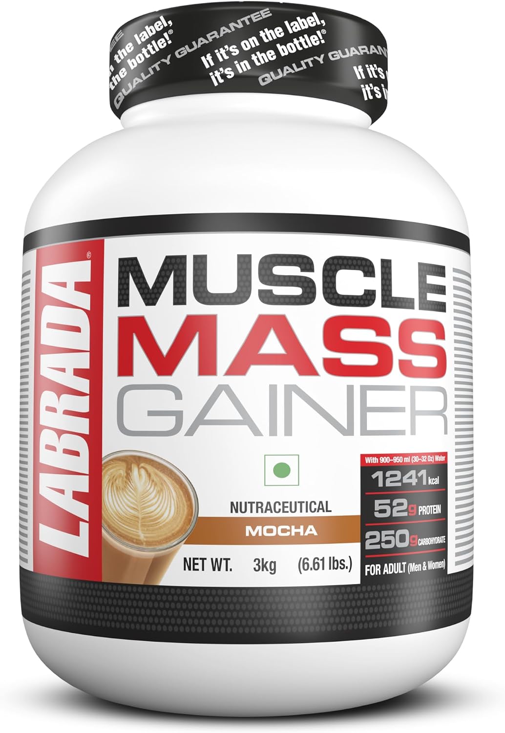 پودر گینر افزایش وزن Labrada، 3 کیلوگرم، طعم موکا