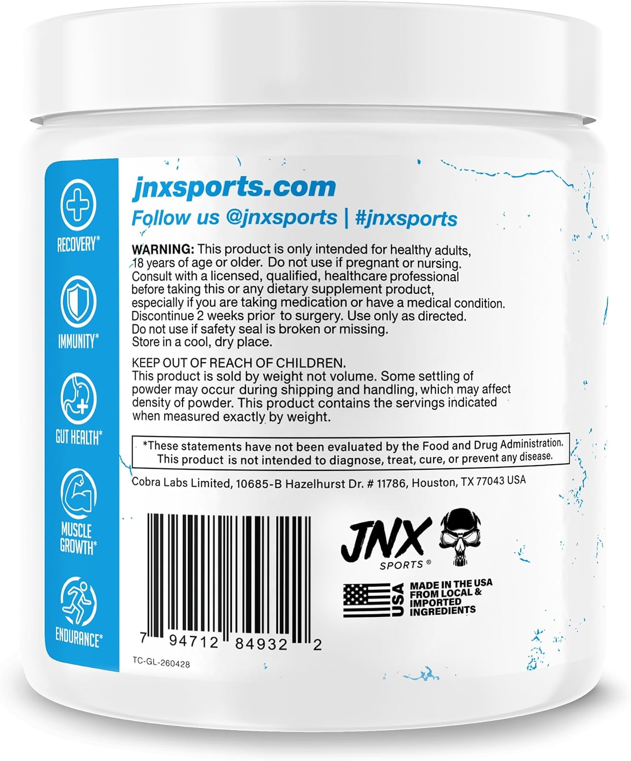 پودر مکمل سلامت گوارش JNX SPORTS، 5 گرم، 100 وعده