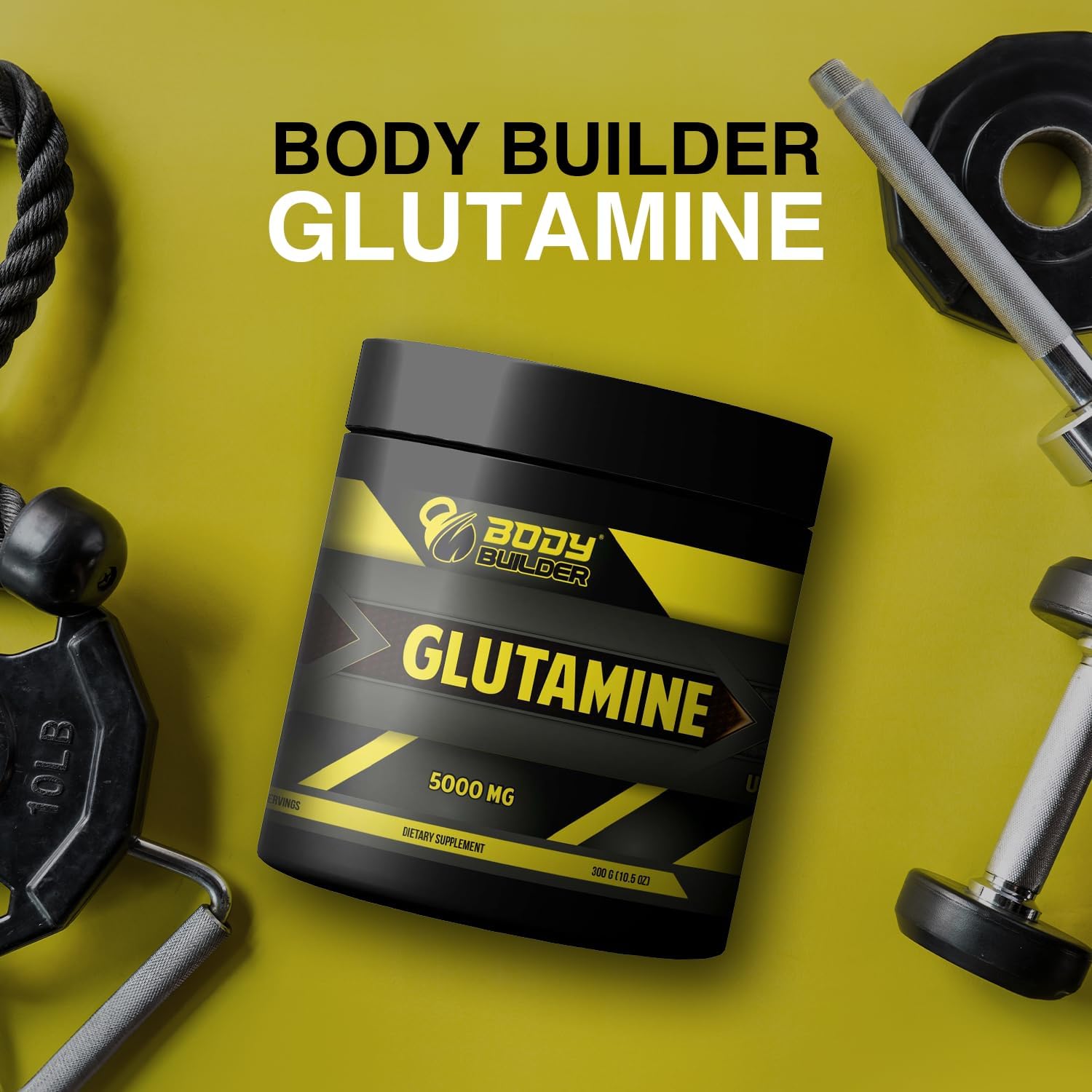 پودر ال-گلوتامین Body Builder مدل Glutamine 5000، 5000 میلی‌گرم، بدون طعم