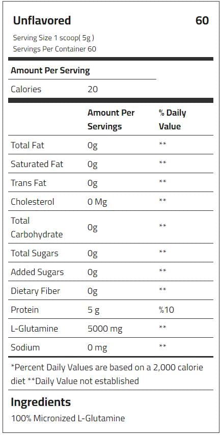 پودر ال-گلوتامین Body Builder مدل Glutamine 5000، 5000 میلی‌گرم، بدون طعم