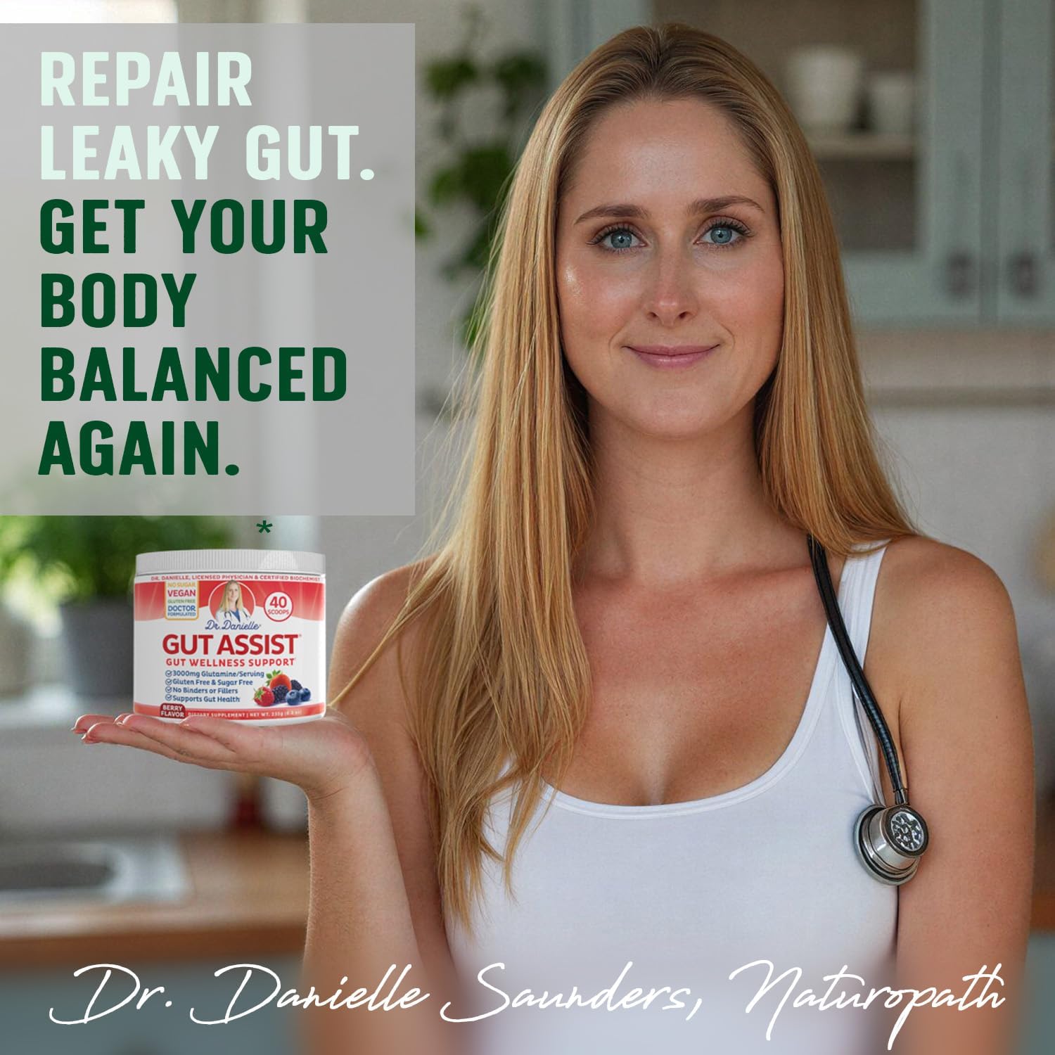 پودر مکمل سلامت گوارش Doctor Danielle مدل Gut Assist، طعم بری