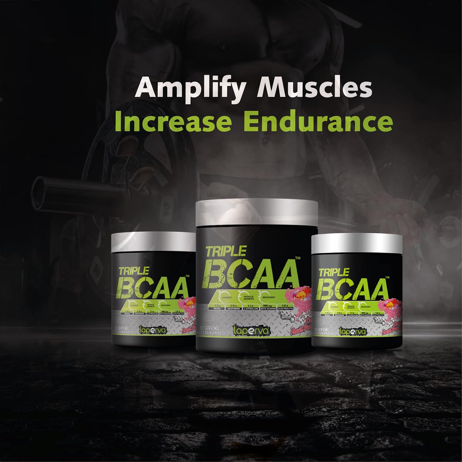 پودر آمینو اسید و گلوتامین laperva مدل Triple BCAA، 1.43 کیلوگرم، 90 وعده، طعم هندوانه تابستانی