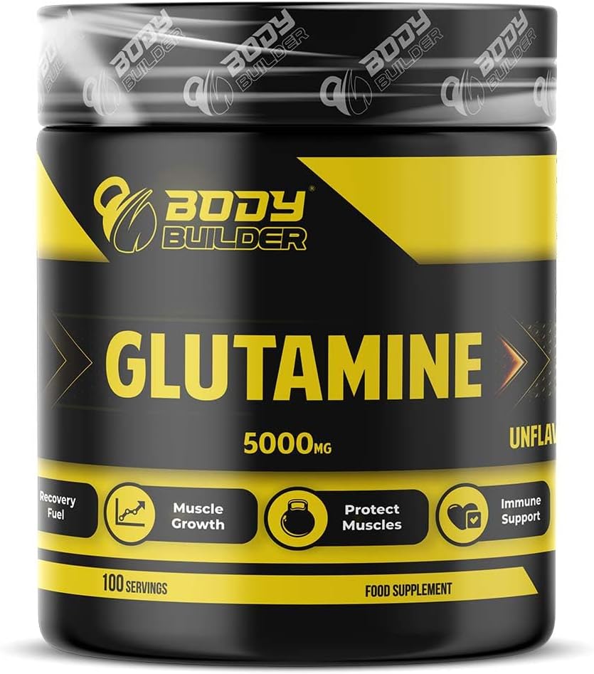 پودر ال-گلوتامین Body Builder مدل Glutamine 5000، 5000 میلی‌گرم، بدون طعم