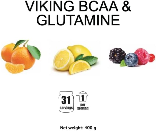 پودر آمینو اسید و گلوتامین VIKING FORCE، 350 گرم، 31 وعده، طعم بری