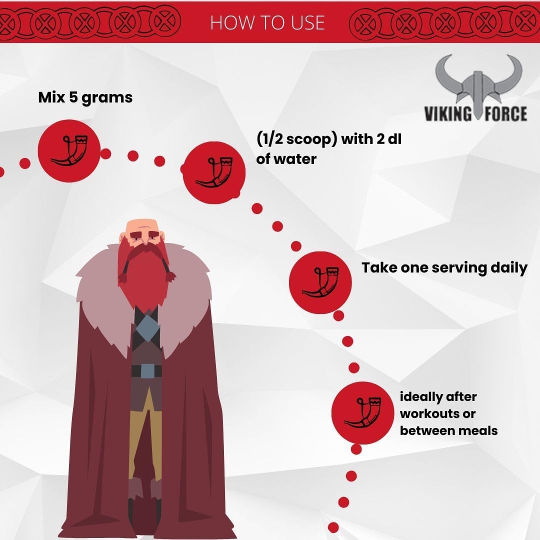پودر ال-گلوتامین VIKING FORCE، 300 گرم، 70 وعده، طعم طعم طبیعی