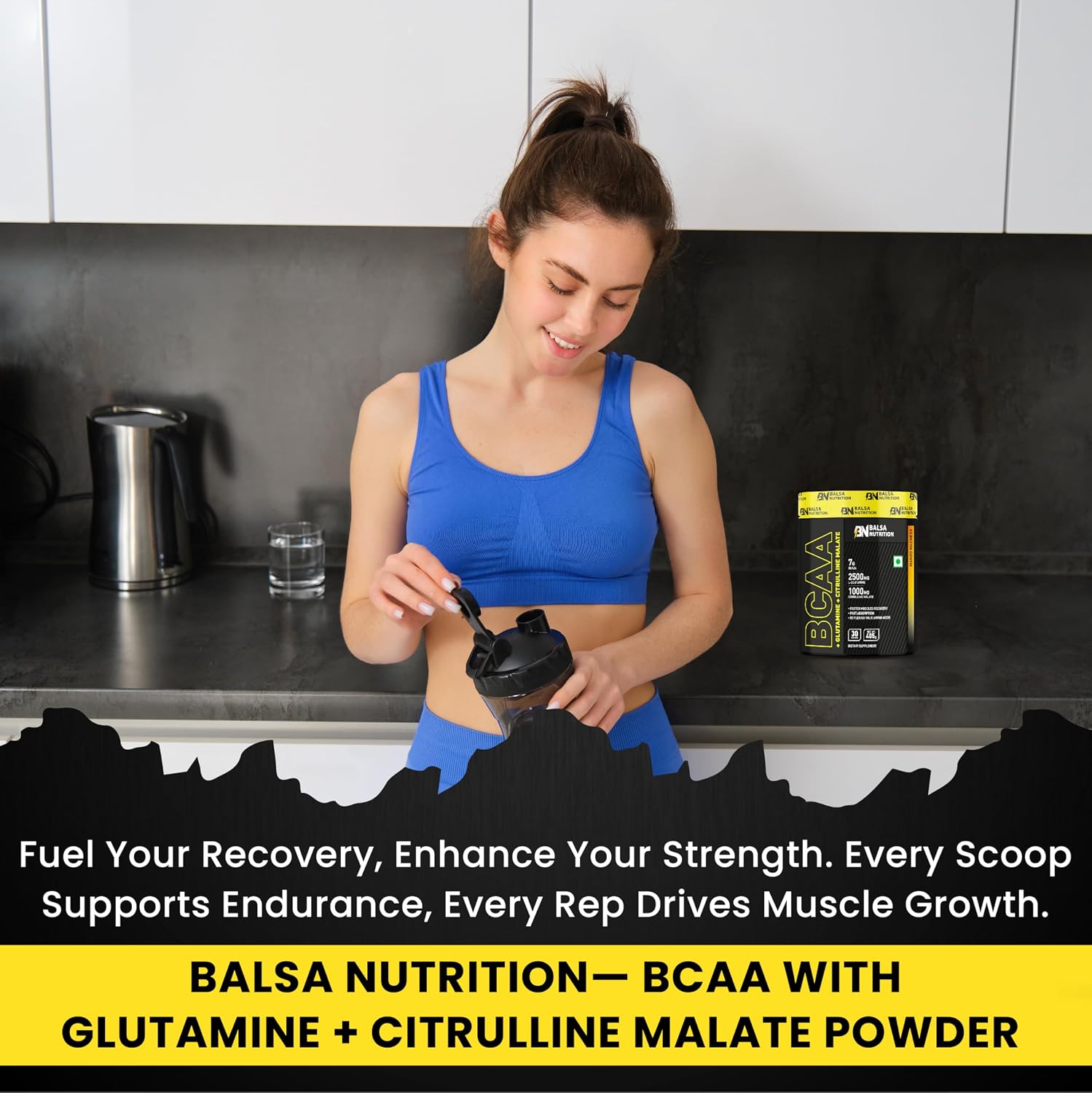 پودر آمینو اسید و گلوتامین Balsa Nutrition، 405 گرم، 30 وعده، طعم انبه