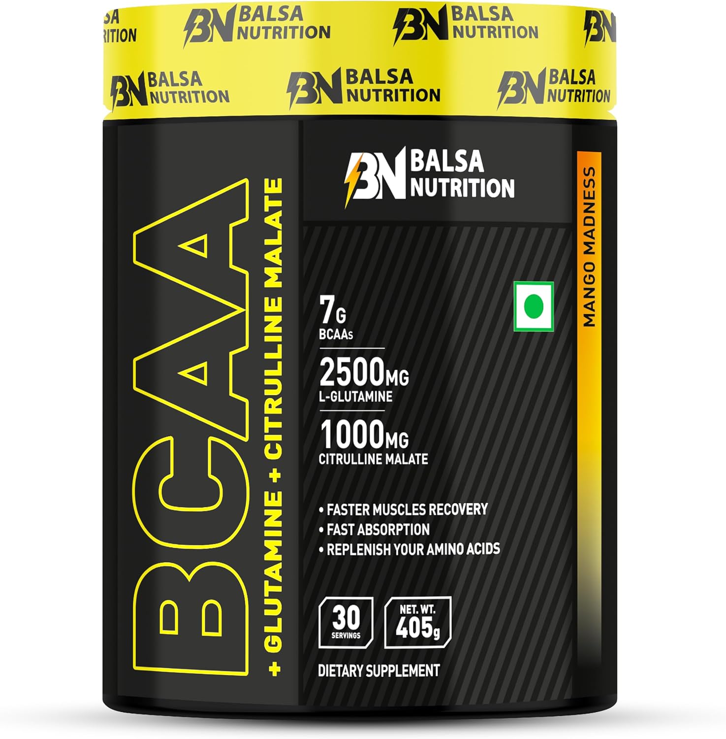 پودر آمینو اسید و گلوتامین Balsa Nutrition، 405 گرم، 30 وعده، طعم انبه