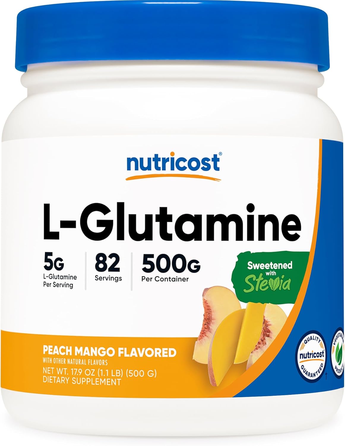 پودر مکمل سلامت گوارش Nutricost، 500 گرم، طعم هلو و انبه