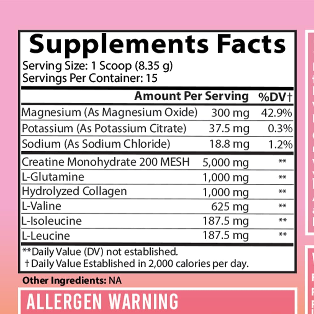پودر کراتین و گلوتامین Angry Supplements، 125 گرم، بدون طعم