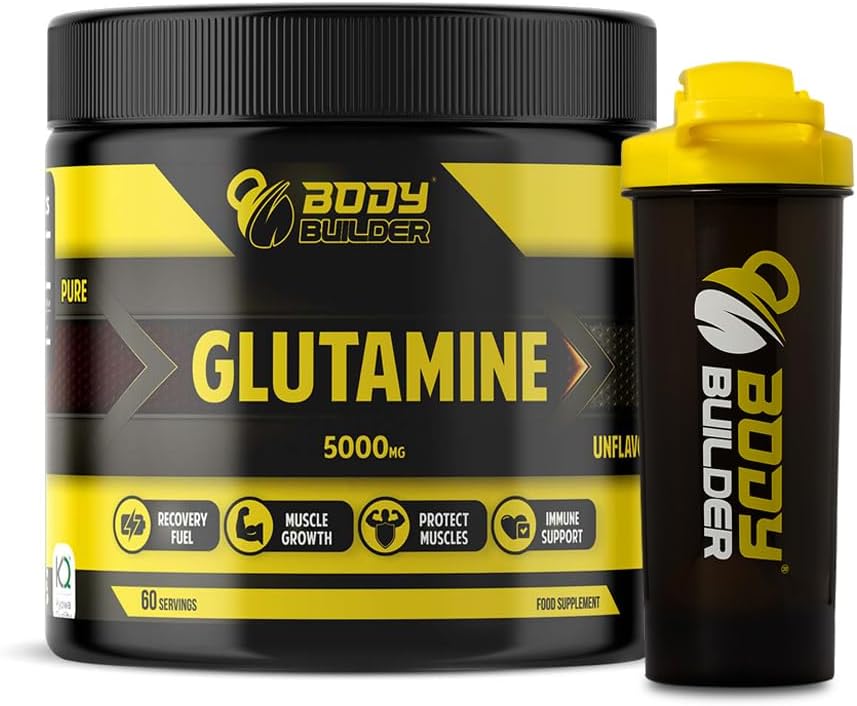 پودر ال-گلوتامین Body Builder مدل Glutamine 5000، 5000 میلی‌گرم، بدون طعم