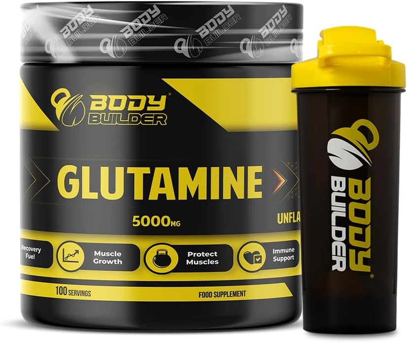 پودر ال-گلوتامین Body Builder مدل Glutamine 5000، 5000 میلی‌گرم، بدون طعم