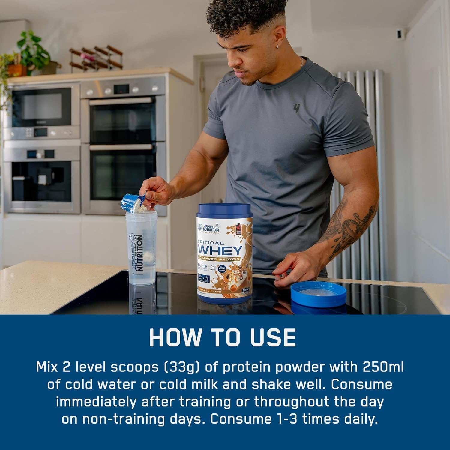 پودر پروتئین وی Applied Nutrition مدل Critical Whey، 825 گرم، 25 وعده، طعم وانیل ماچا