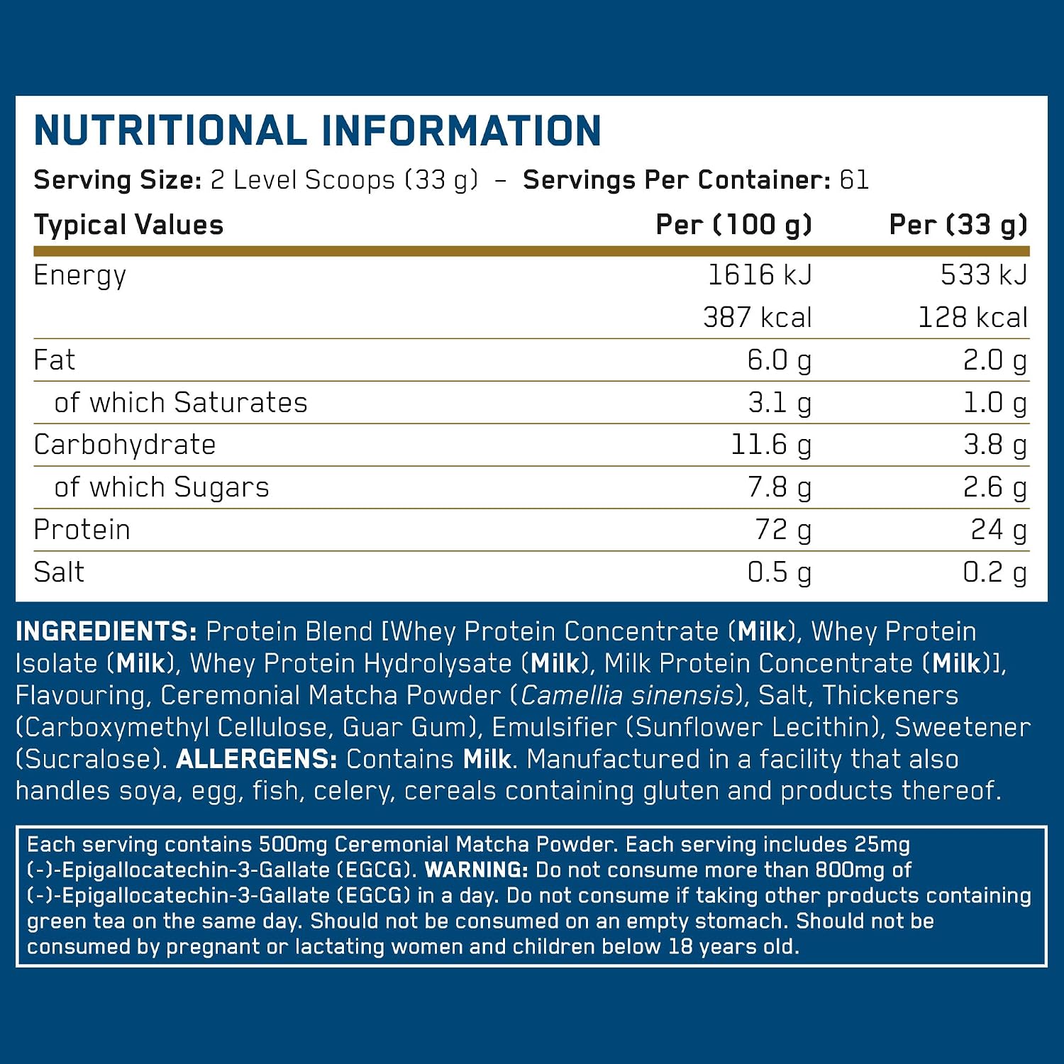 پودر پروتئین وی Applied Nutrition مدل Critical Whey، 2 کیلوگرم، 61 وعده، طعم وانیل ماچا