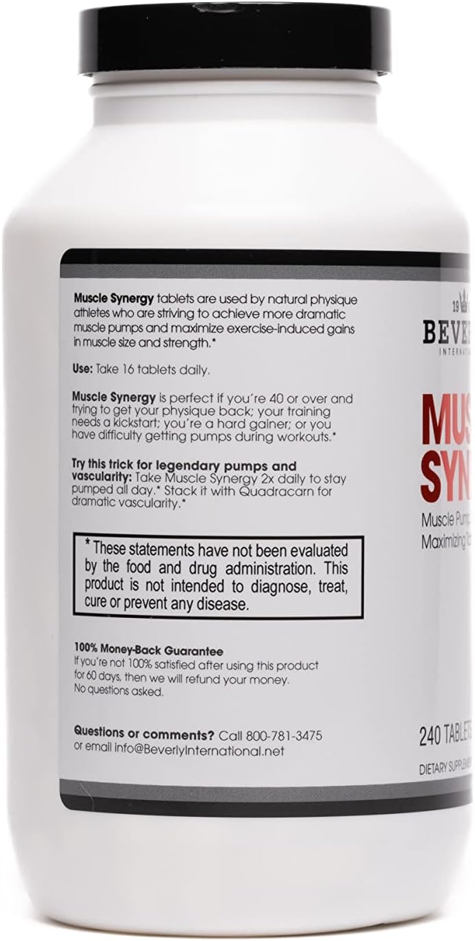 پودر کراتین و HMB Beverly International مدل Muscle Synergy، 15 وعده، 240 قرص