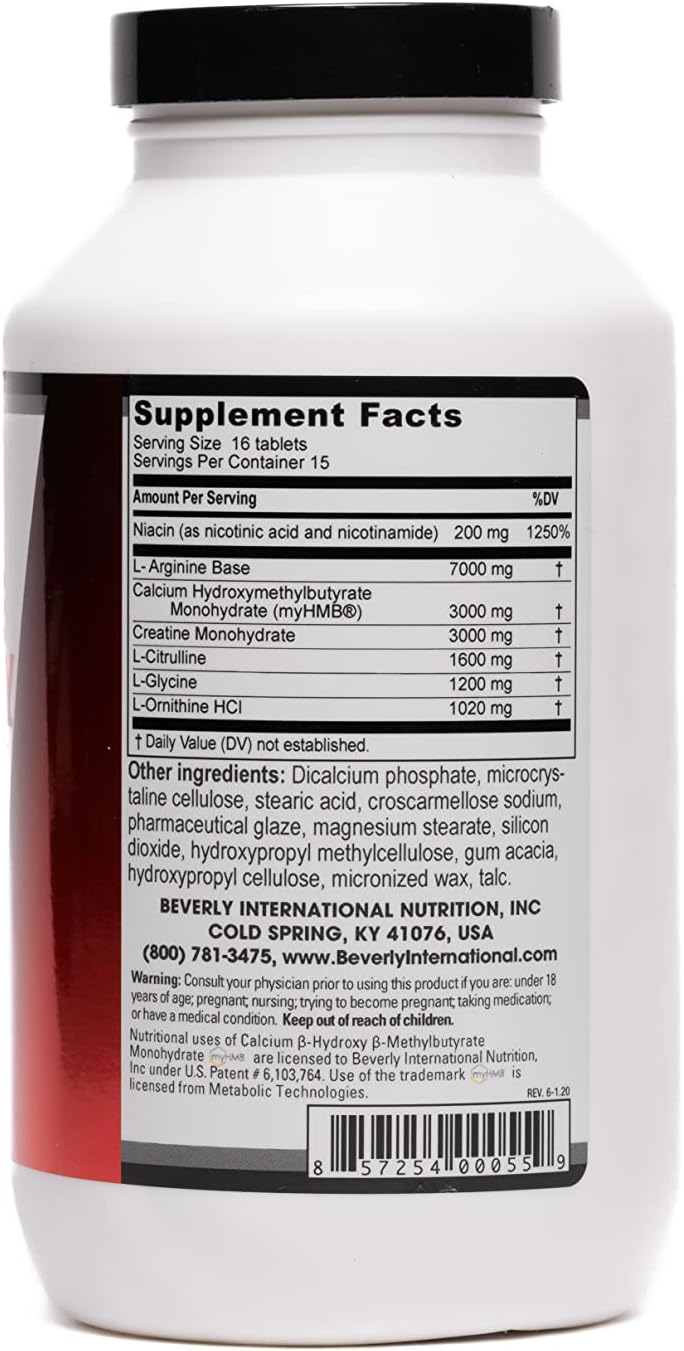 پودر کراتین و HMB Beverly International مدل Muscle Synergy، 15 وعده، 240 قرص