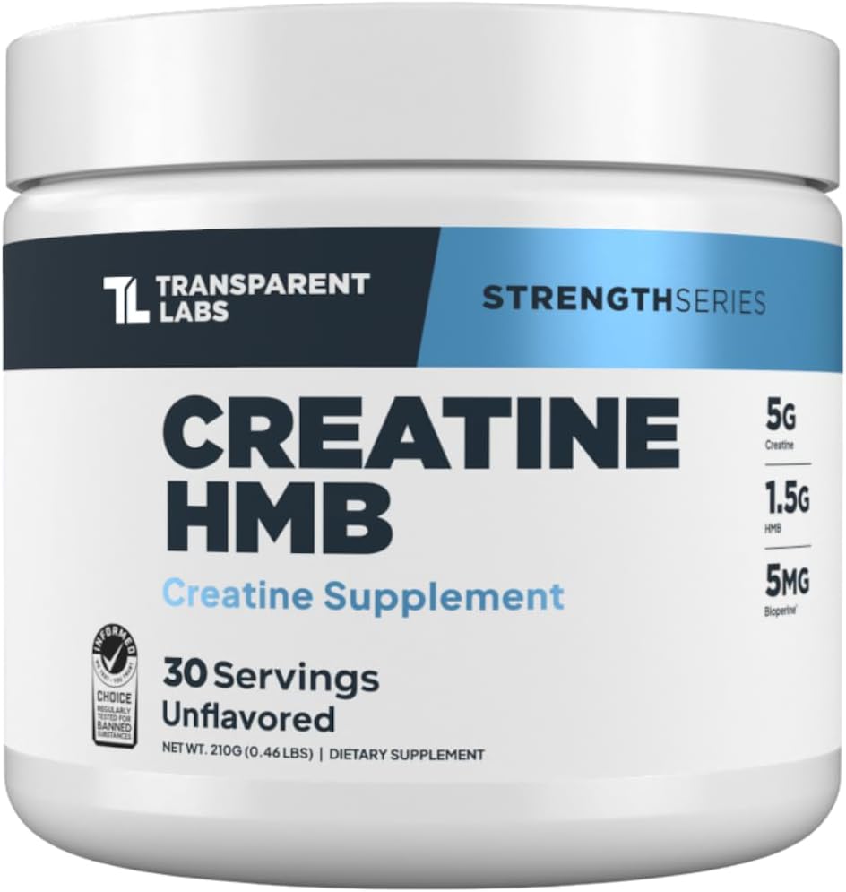 پودر کراتین و HMB Transparent Labs مدل Creatine HMB، 30 وعده، بدون طعم
