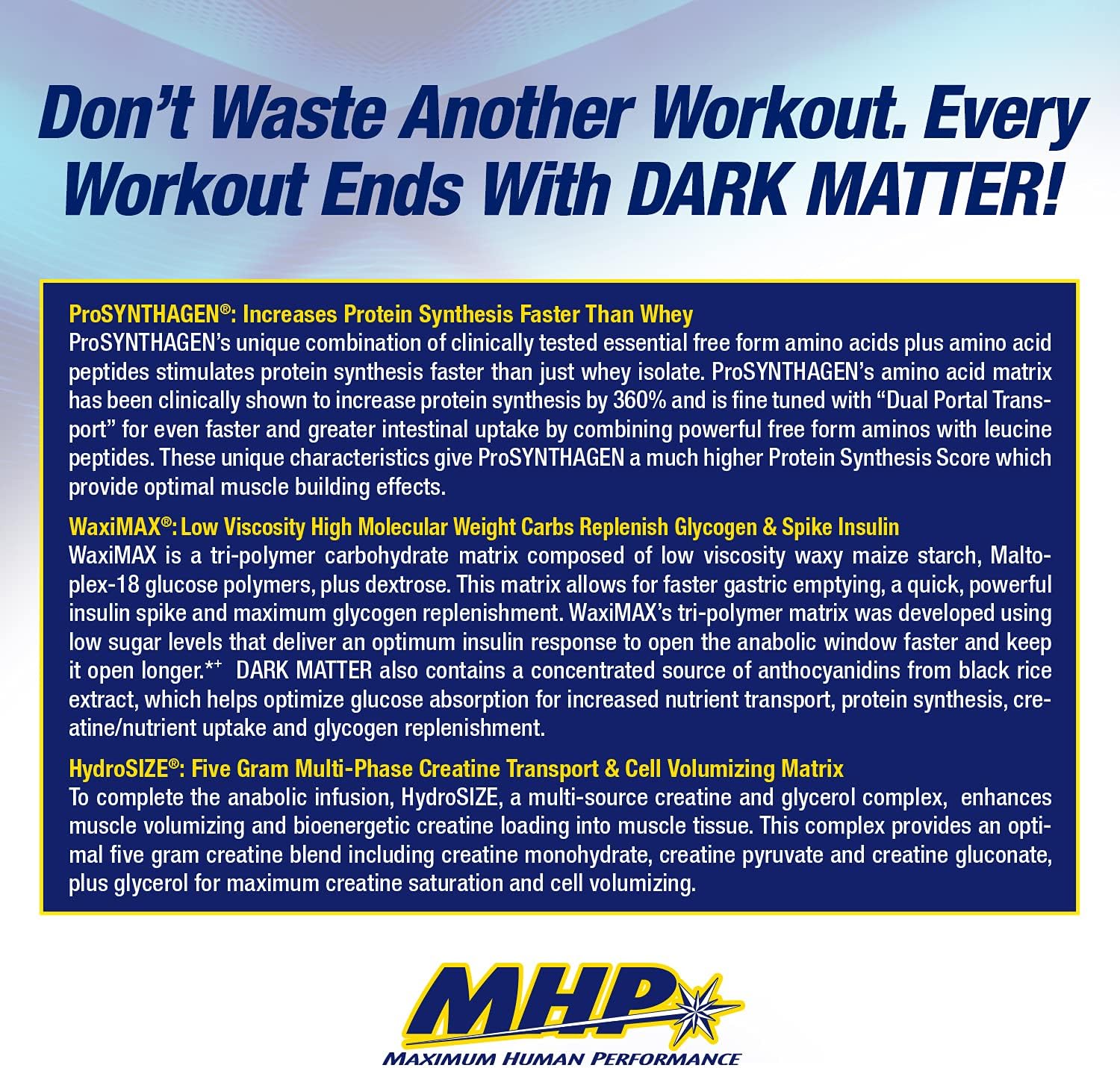 مکمل ریکاوری بعد از تمرین Maximum Human Performance مدل Dark Matter، 20 وعده