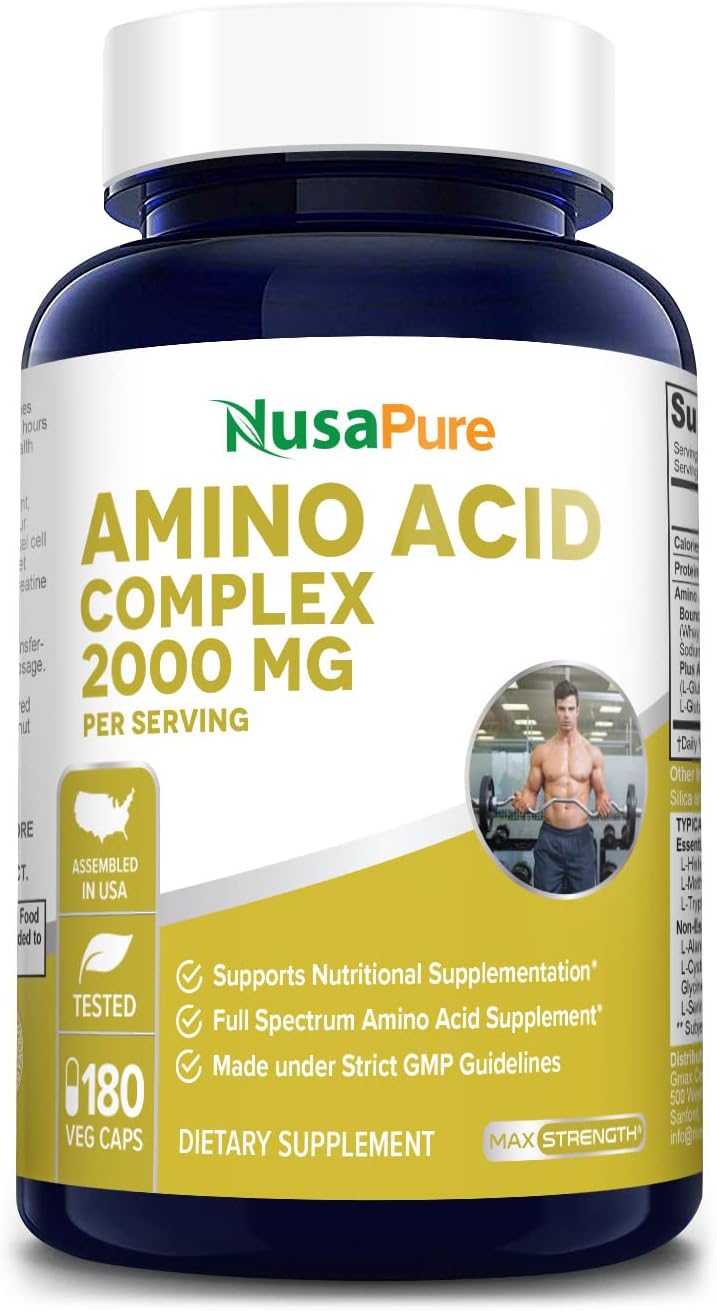 مکمل آمینو اسید NusaPure، 2000 کپسول، 180 کپسول