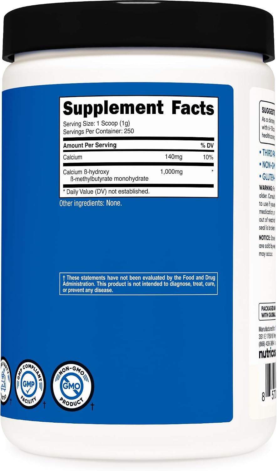 پودر HMB Nutricost، 250 گرم