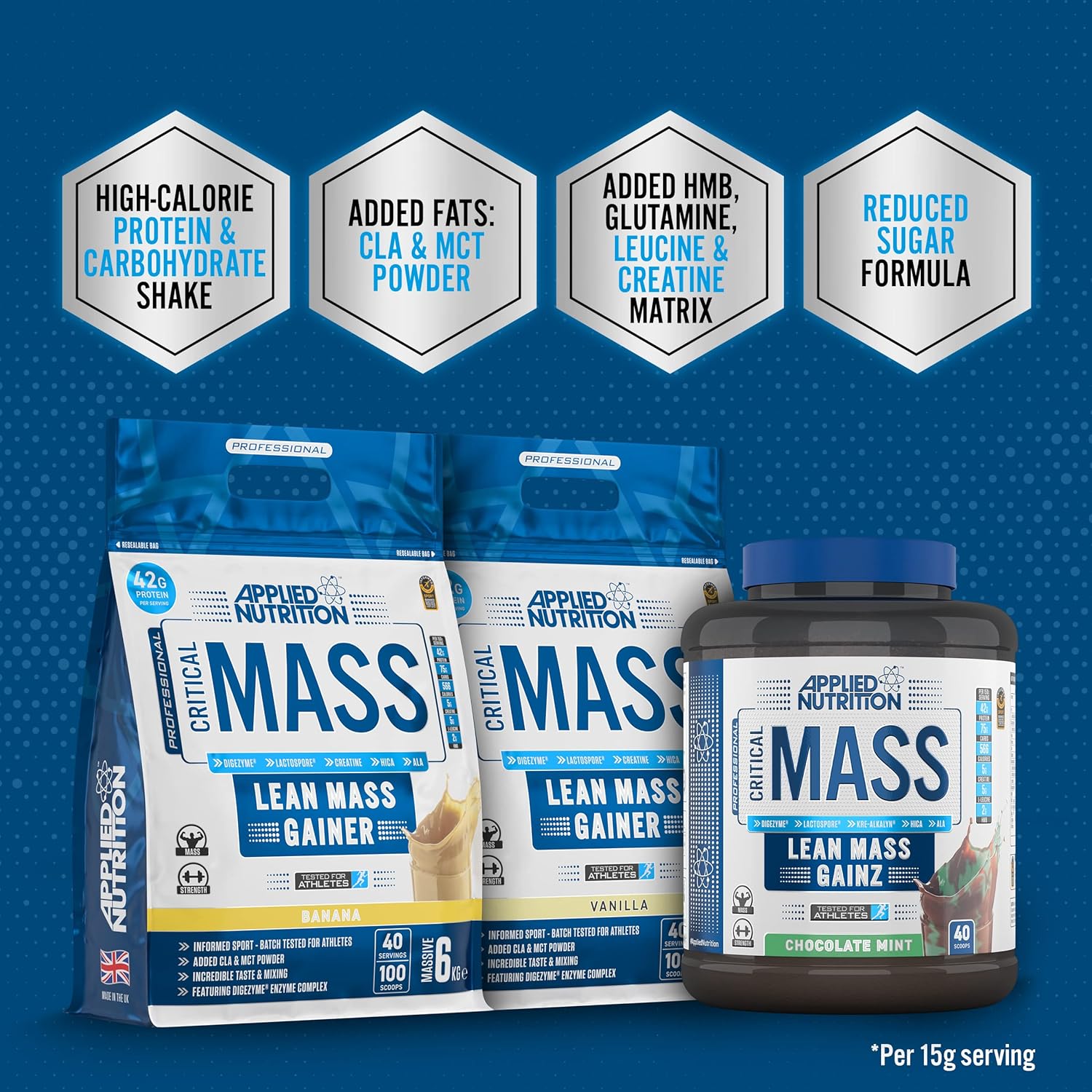 پودر گینر Applied Nutrition مدل Critical Mass، 6 کیلوگرم، طعم شکلات