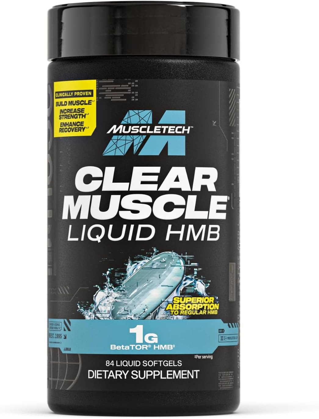 سافت‌ژل HMB MuscleTech مدل Clear Muscle، 1000 میلی‌گرم HMB، 84 سافت‌ژل