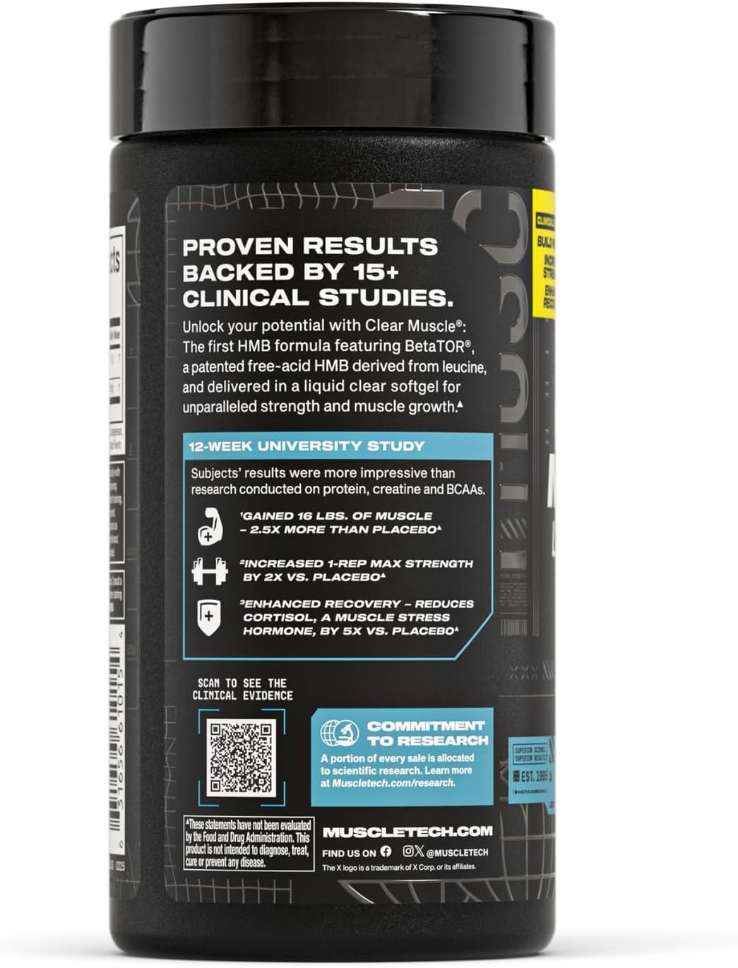 سافت‌ژل HMB MuscleTech مدل Clear Muscle، 1000 میلی‌گرم HMB، 84 سافت‌ژل