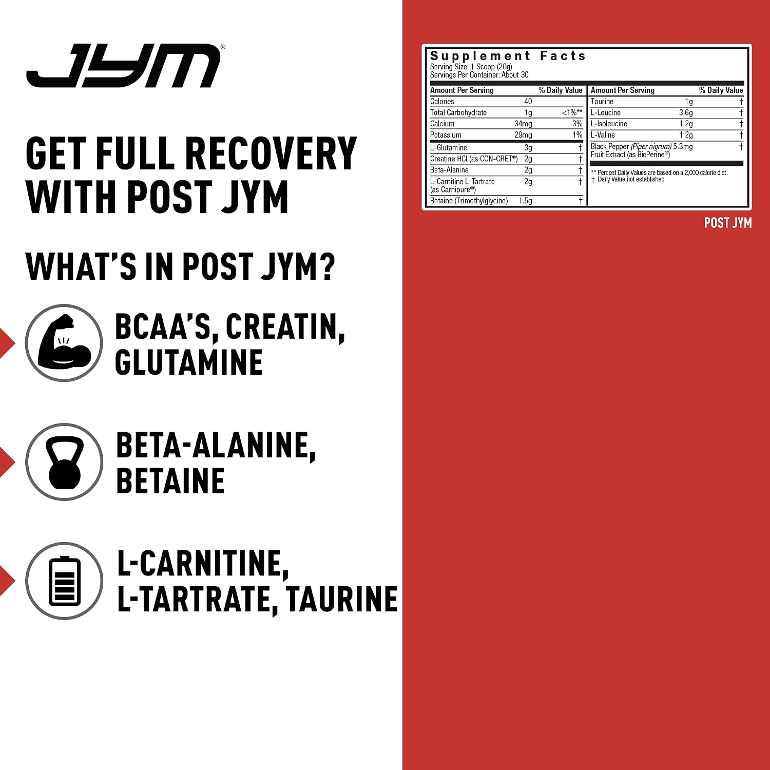 مکمل ریکاوری بعد از تمرین JYM Supplement Science مدل Post Active Matrix، 30 وعده، طعم پانچ میوه