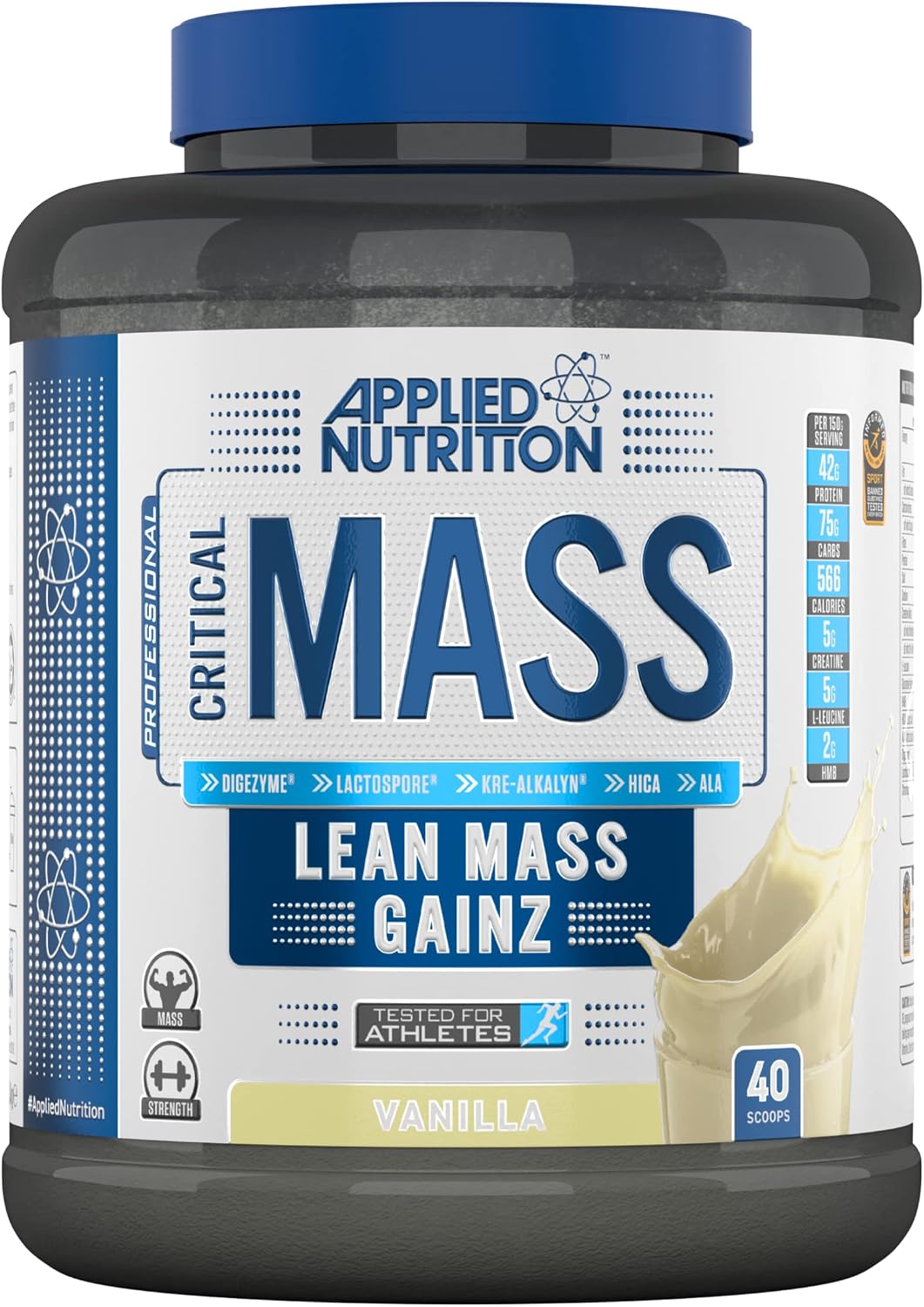 پودر گینر Applied Nutrition مدل Critical Lean Mass Gainz، 2.4 کیلوگرم، طعم وانیل