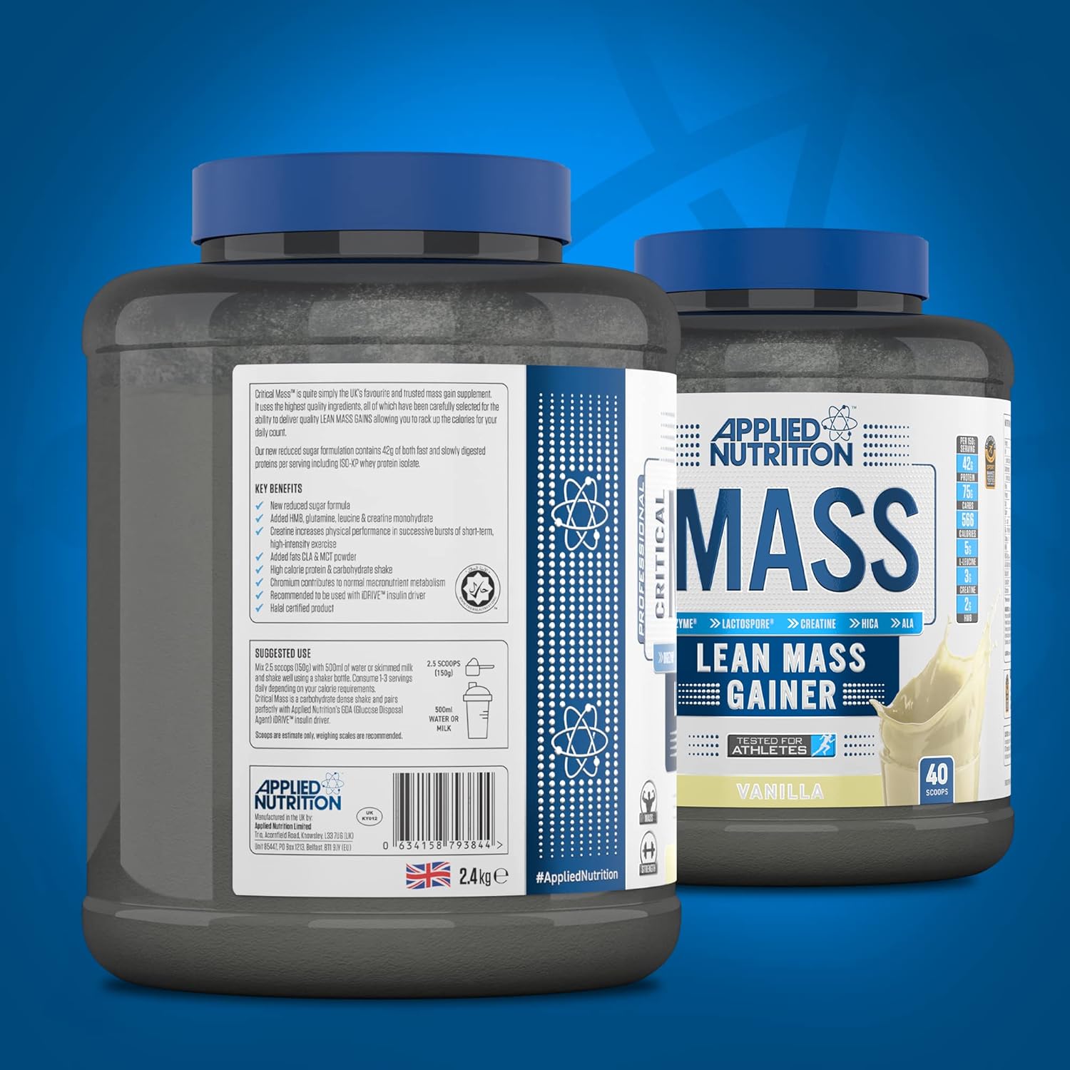 پودر گینر Applied Nutrition مدل Critical Lean Mass Gainz، 2.4 کیلوگرم، طعم وانیل