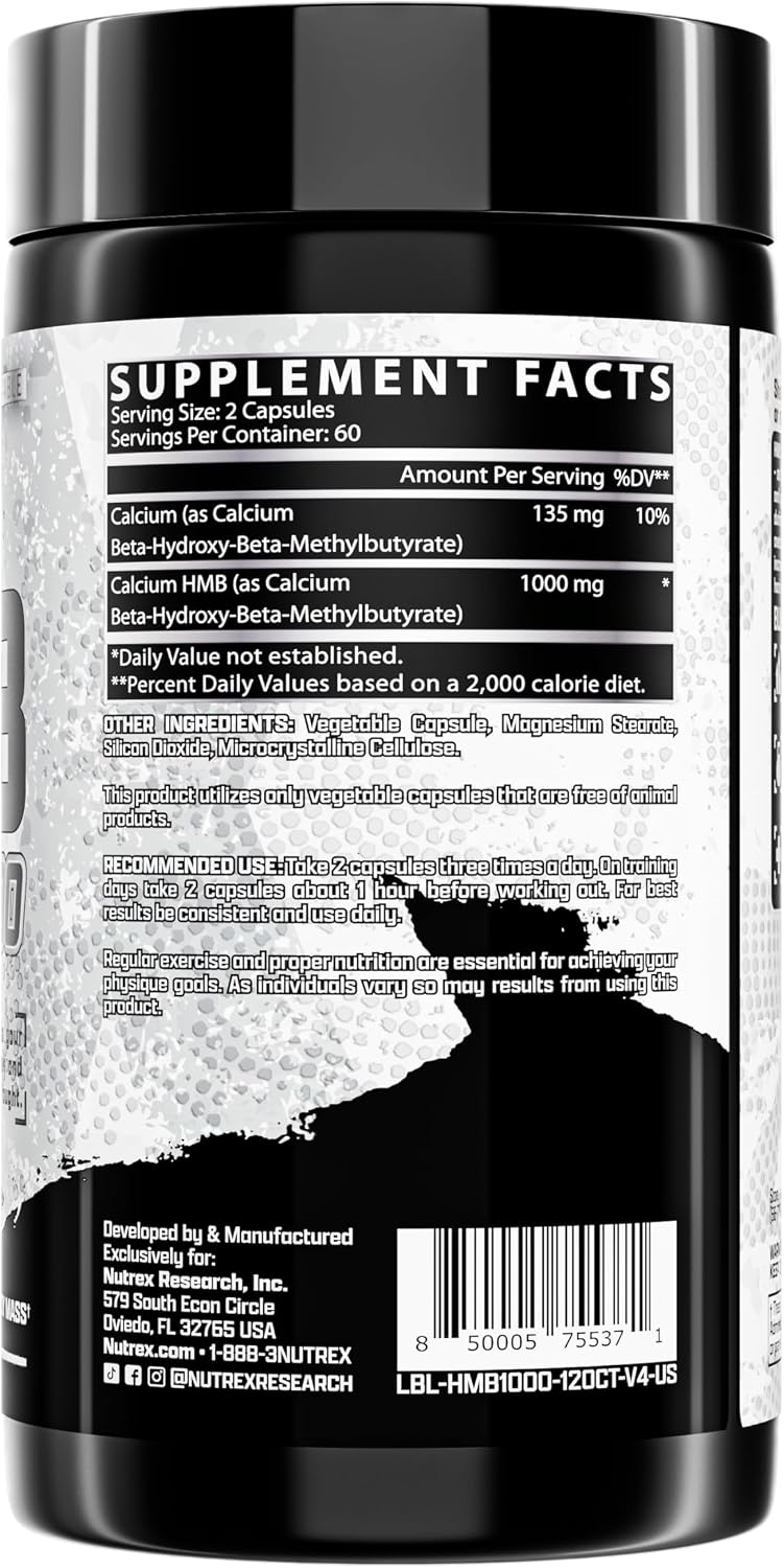 کپسول HMB Nutrex Research مدل HMB 1000، 1000 میلی‌گرم HMB، 120 کپسول