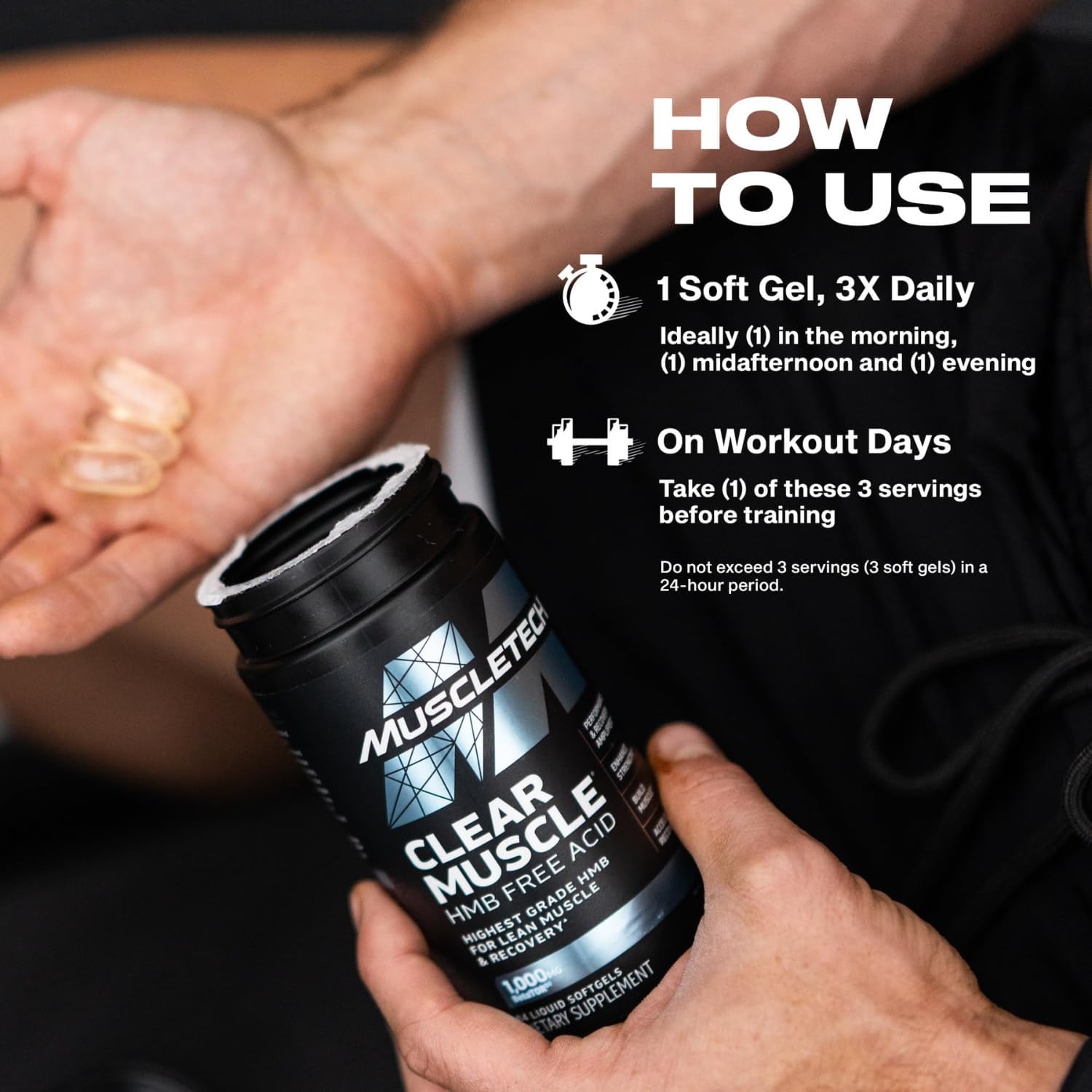 سافت‌ژل HMB MuscleTech مدل Clear Muscle، 1000 میلی‌گرم HMB، 42 سافت‌ژل