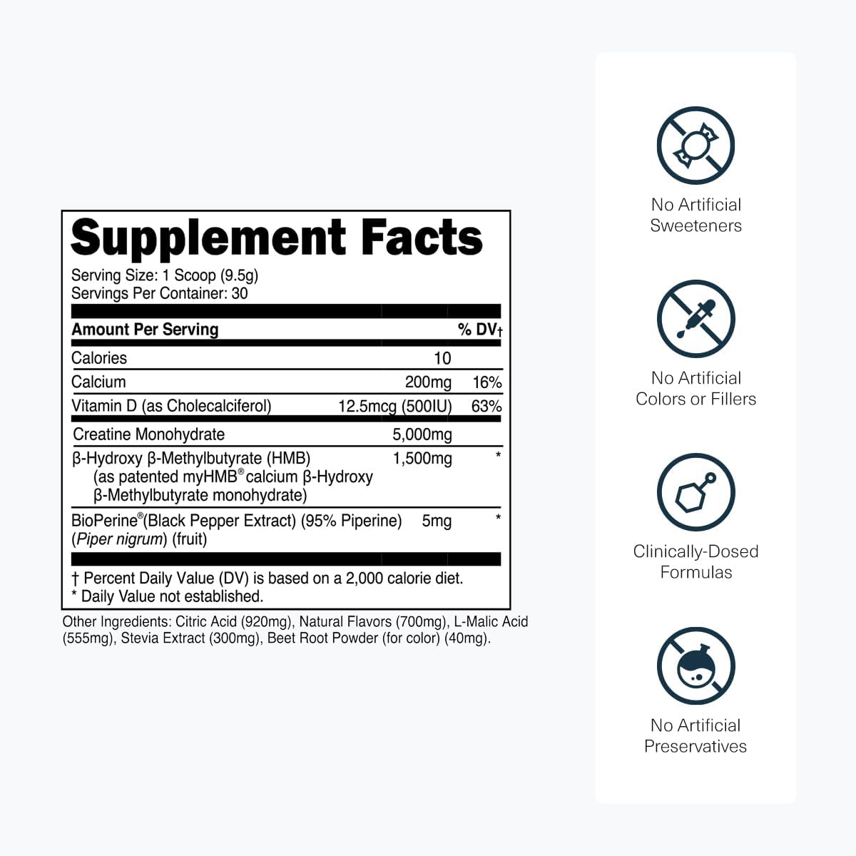 پودر کراتین و HMB Transparent Labs مدل Creatine HMB، 30 وعده، طعم توت‌فرنگی