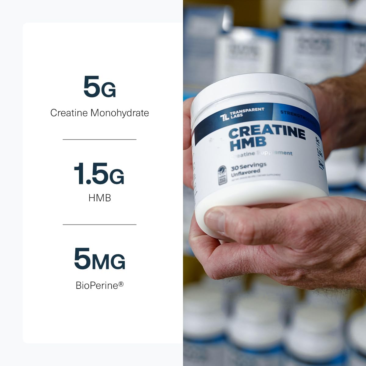 پودر کراتین و HMB Transparent Labs مدل Creatine HMB، 30 وعده، طعم توت‌فرنگی